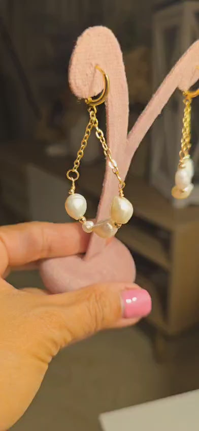 Baroque Pearl Earrings, 14k Gold-Plated Earrings, Bridal Earrings, Pearl Jewelry For Weddings