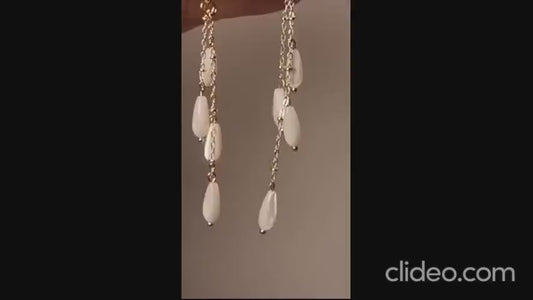 White Mother of Pearl Dangle Earrings, Pearl Drop Earrings, Gemstone Earrings, Bridal Earrings, Wedding Earrings, June Birthstone Gifts